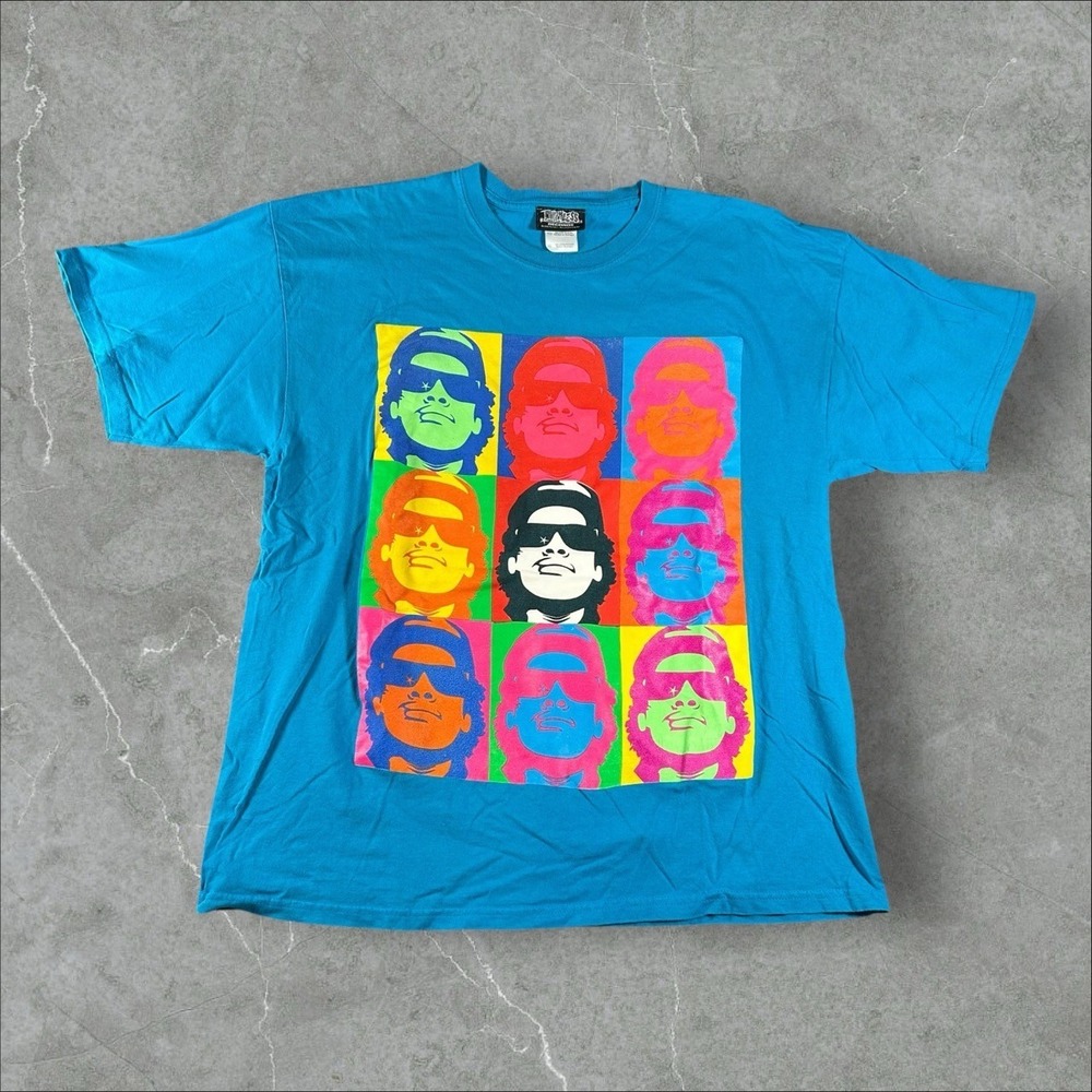 Vintage Ruthless Records T Shirt Mens XL Blue Eazy E Pop Art Graphic Hip Hop Rap